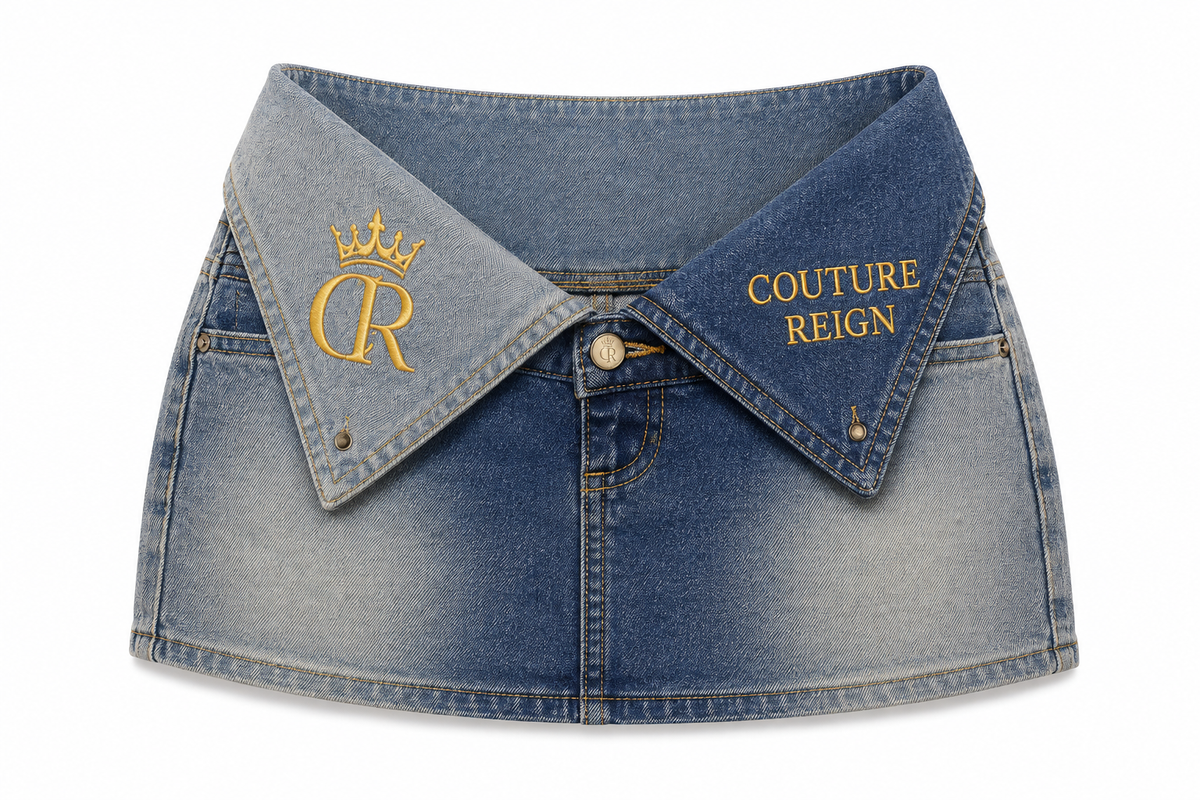 Couture Reign Crownfold Denim Skirt