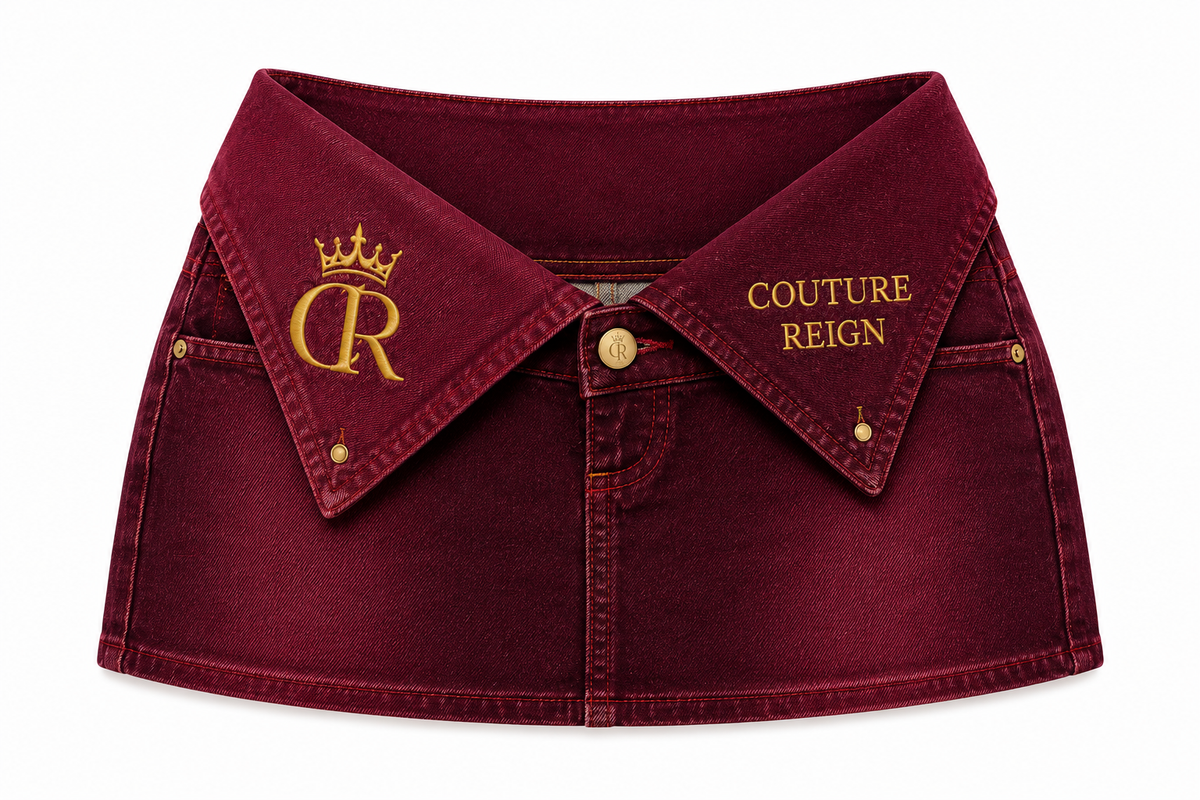 Couture Reign Crownfold Denim Skirt