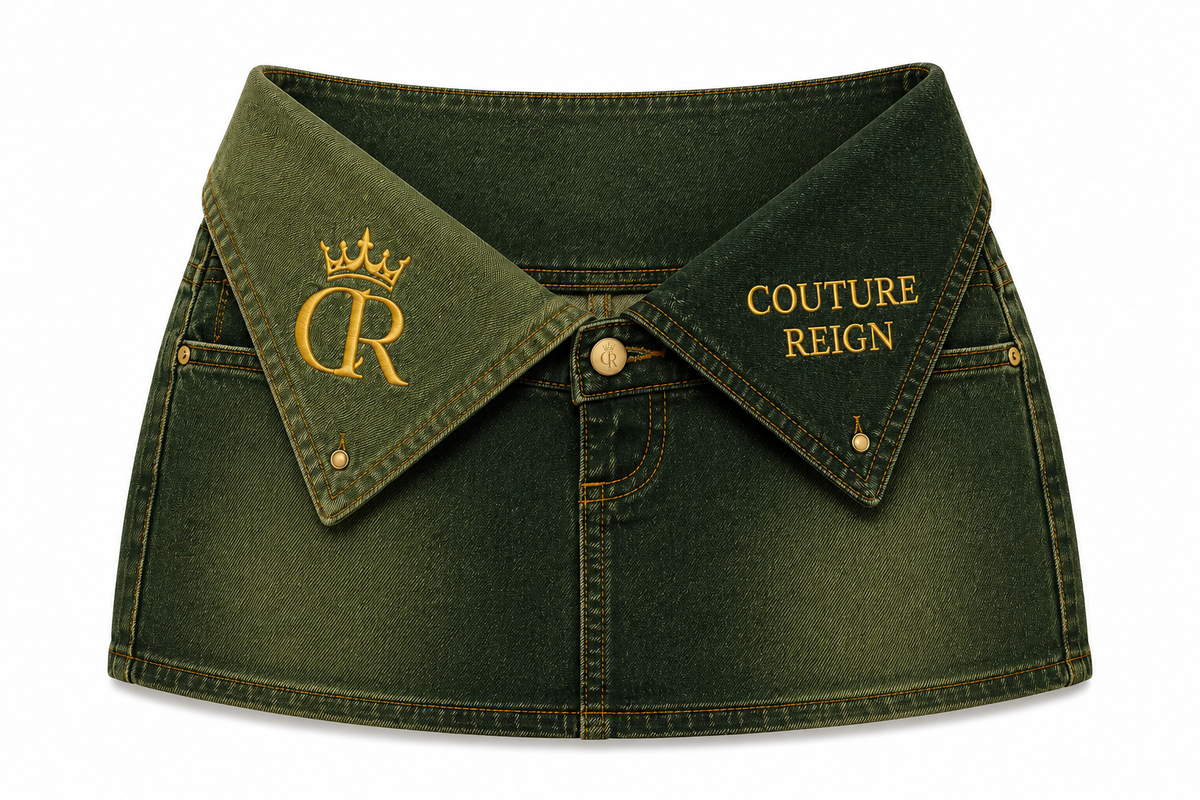 Couture Reign Crownfold Denim Skirt