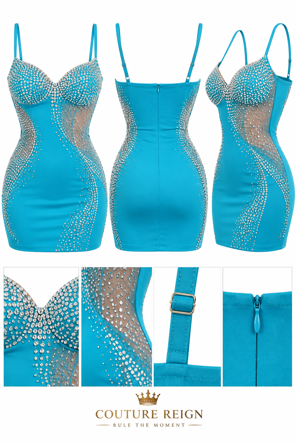 Crystal Blue Night Mini Dress